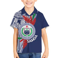 Samoa Rugby Personalized Family Matching Long Sleeve Bodycon Dress and Hawaiian Shirt Toa Samoa Myriad Siapo LT7 Son's Shirt Blue - Polynesian Pride