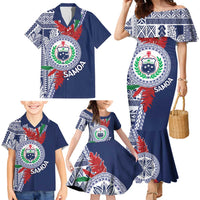 Samoa Rugby Personalized Family Matching Mermaid Dress and Hawaiian Shirt Toa Samoa Myriad Siapo LT7 - Polynesian Pride