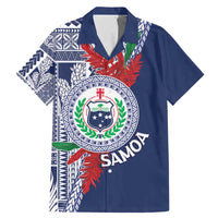 Samoa Rugby Personalized Family Matching Mermaid Dress and Hawaiian Shirt Toa Samoa Myriad Siapo LT7 Dad's Shirt - Short Sleeve Blue - Polynesian Pride