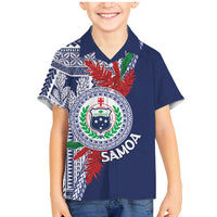 Samoa Rugby Personalized Family Matching Mermaid Dress and Hawaiian Shirt Toa Samoa Myriad Siapo LT7 Son's Shirt Blue - Polynesian Pride