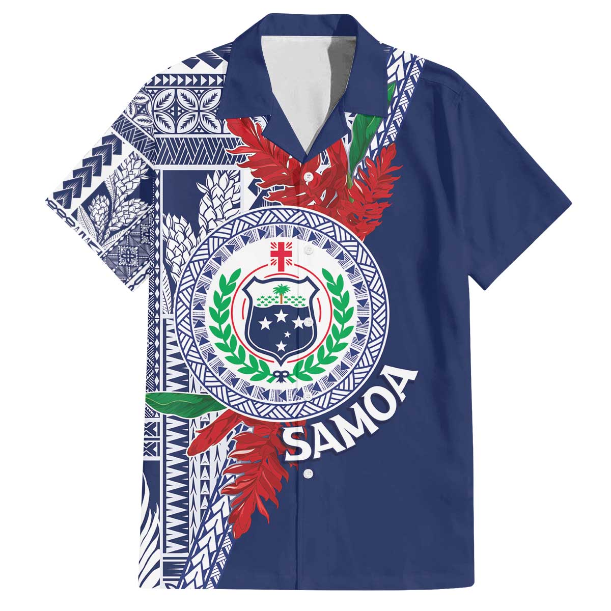 Samoa Rugby Personalized Family Matching Off The Shoulder Long Sleeve Dress and Hawaiian Shirt Toa Samoa Myriad Siapo LT7 Dad's Shirt - Short Sleeve Blue - Polynesian Pride