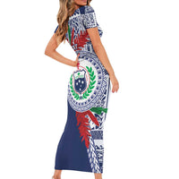 Samoa Rugby Personalized Short Sleeve Bodycon Dress Toa Samoa Myriad Siapo LT7 - Polynesian Pride