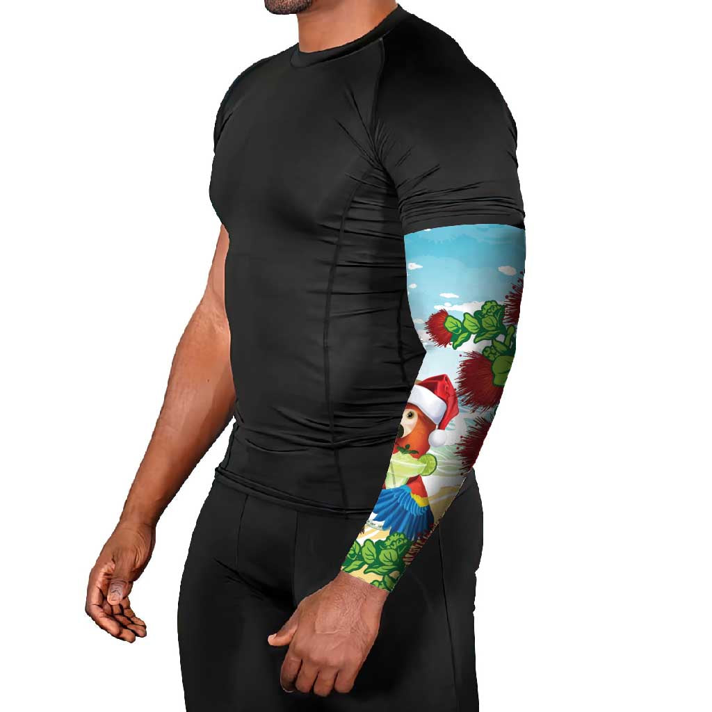 Have A Very Beach Christmas Arm Sleeves Parrot By Lehua Flower - Polynesian Pride