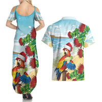 Have A Very Beach Christmas Couples Matching Summer Maxi Dress and Hawaiian Shirt Parrot By Lehua Flower LT7 - Polynesian Pride