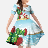Have A Very Beach Christmas Family Matching Mermaid Dress and Hawaiian Shirt Parrot By Lehua Flower LT7 Daughter's Dress Art - Polynesian Pride