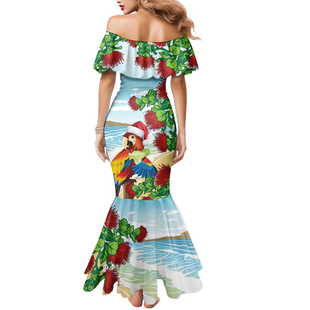 Have A Very Beach Christmas Family Matching Mermaid Dress and Hawaiian Shirt Parrot By Lehua Flower LT7 - Polynesian Pride