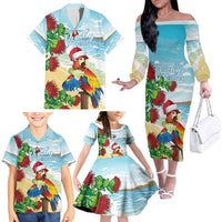 Have A Very Beach Christmas Family Matching Off The Shoulder Long Sleeve Dress and Hawaiian Shirt Parrot By Lehua Flower LT7 - Polynesian Pride