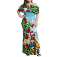 Have A Very Beach Christmas Family Matching Off Shoulder Maxi Dress and Hawaiian Shirt Parrot By Lehua Flower LT7 Mom's Dress Art - Polynesian Pride