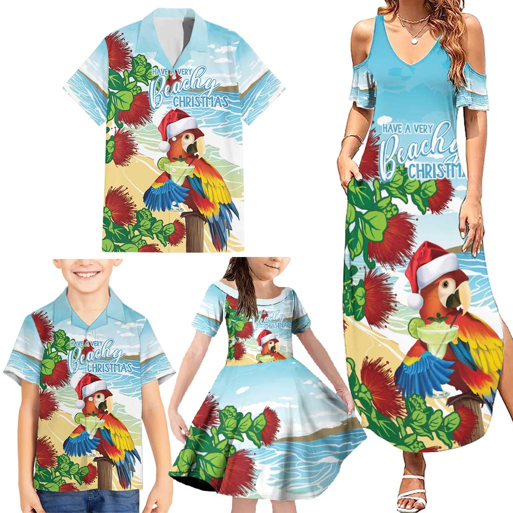 Have A Very Beach Christmas Family Matching Summer Maxi Dress and Hawaiian Shirt Parrot By Lehua Flower LT7 - Polynesian Pride