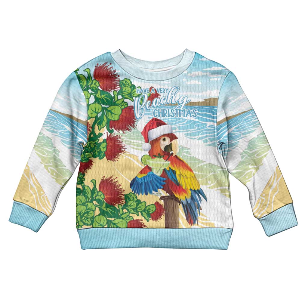 Have A Very Beach Christmas Kid Ugly Christmas Sweater Parrot By Lehua Flower LT7 Kid Art - Polynesian Pride