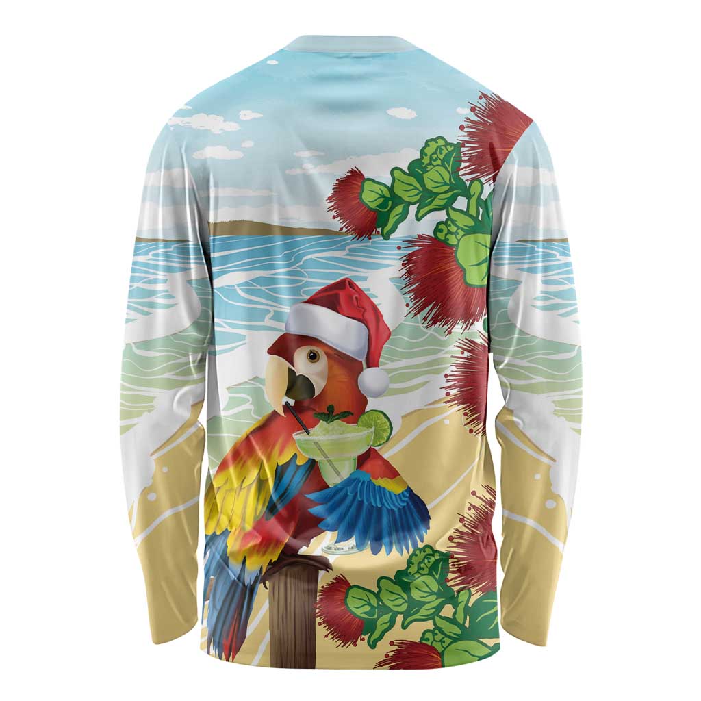 Have A Very Beach Christmas Long Sleeve Shirt Parrot By Lehua Flower - Polynesian Pride