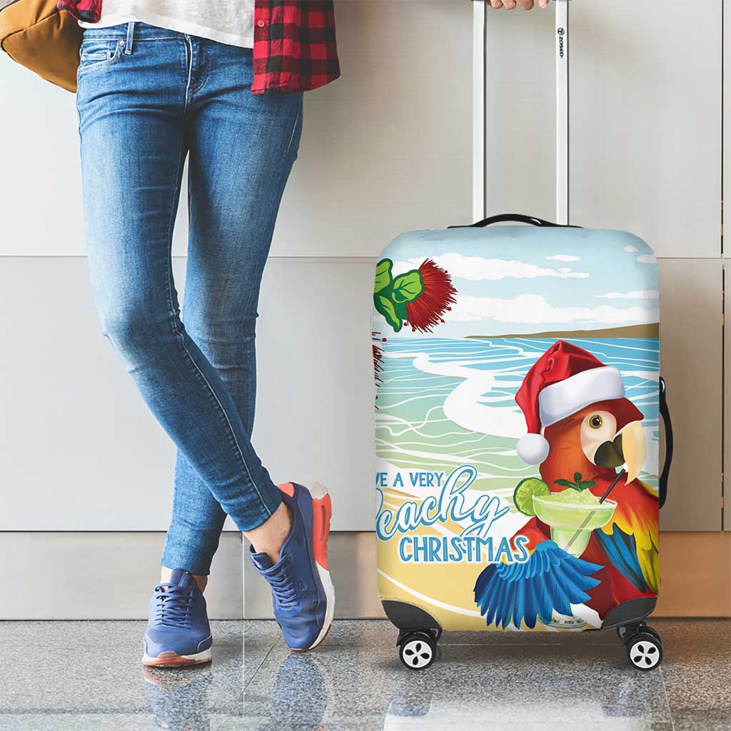 Have A Very Beach Christmas Luggage Cover Parrot By Lehua Flower - Polynesian Pride