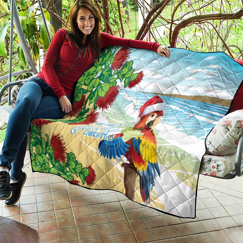 Have A Very Beach Christmas Quilt Parrot By Lehua Flower - Polynesian Pride