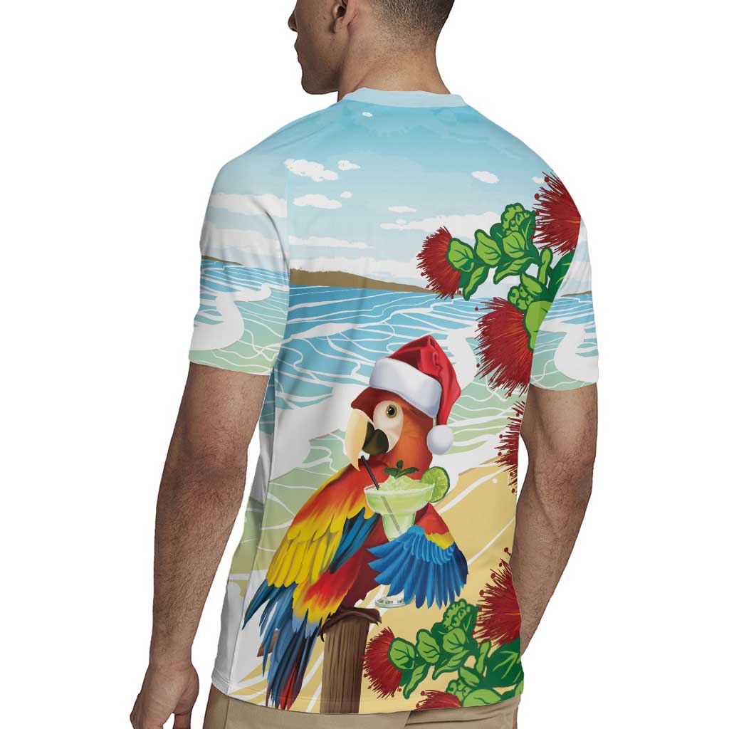 Have A Very Beach Christmas Rugby Jersey Parrot By Lehua Flower - Polynesian Pride