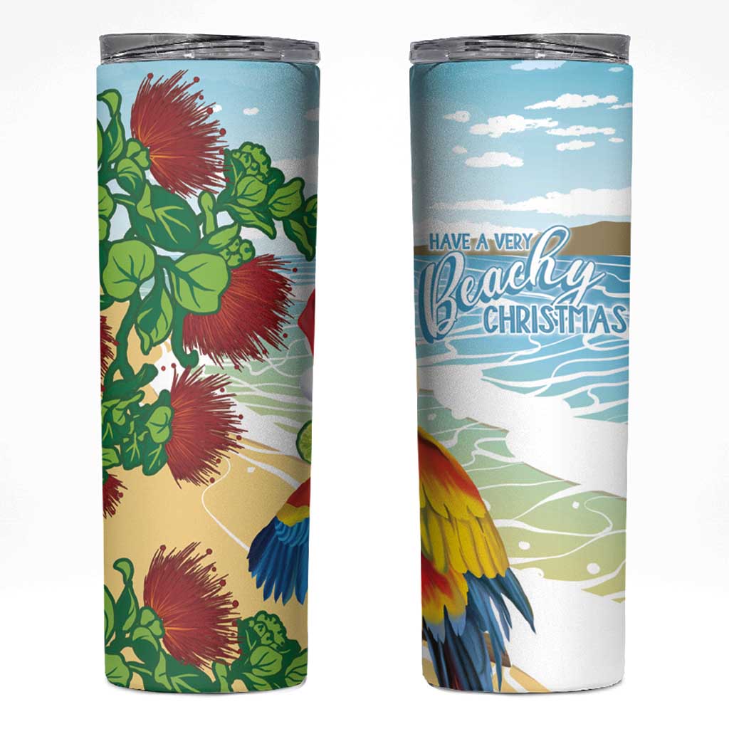Have A Very Beach Christmas Skinny Tumbler Parrot By Lehua Flower LT7 Art - Polynesian Pride