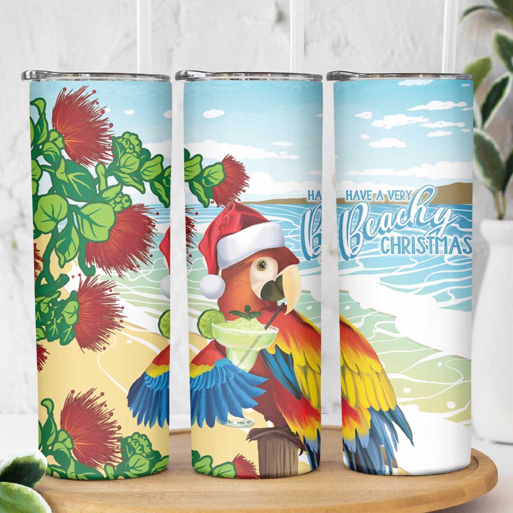Have A Very Beach Christmas Skinny Tumbler Parrot By Lehua Flower LT7 - Polynesian Pride