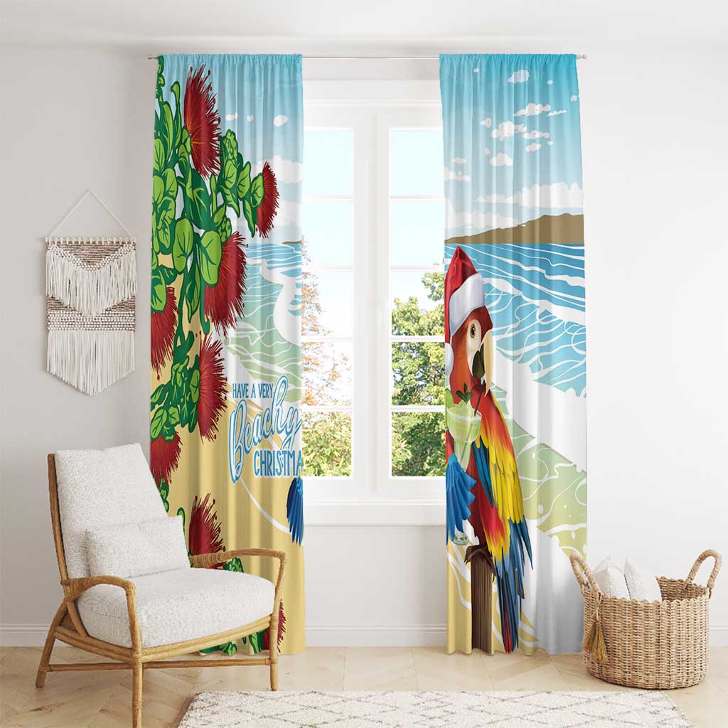 Have A Very Beach Christmas Window Curtain Parrot By Lehua Flower - Polynesian Pride