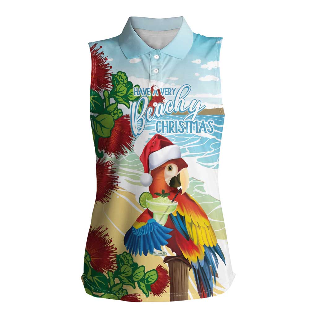 Have A Very Beach Christmas Women Sleeveless Polo Shirt Parrot By Lehua Flower LT7 Female Art - Polynesian Pride