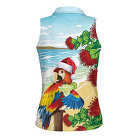 Have A Very Beach Christmas Women Sleeveless Polo Shirt Parrot By Lehua Flower LT7 - Polynesian Pride