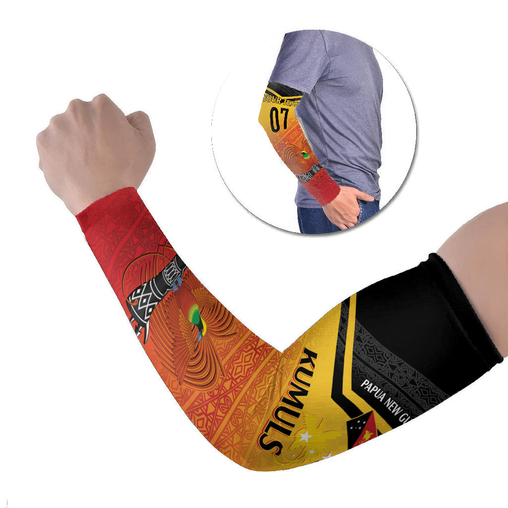 Papua New Guinea Custom Rugby The Kumuls Arm Sleeves Motuan Inspired Pattern LT7 Set of 2 Multicolor - Polynesian Pride