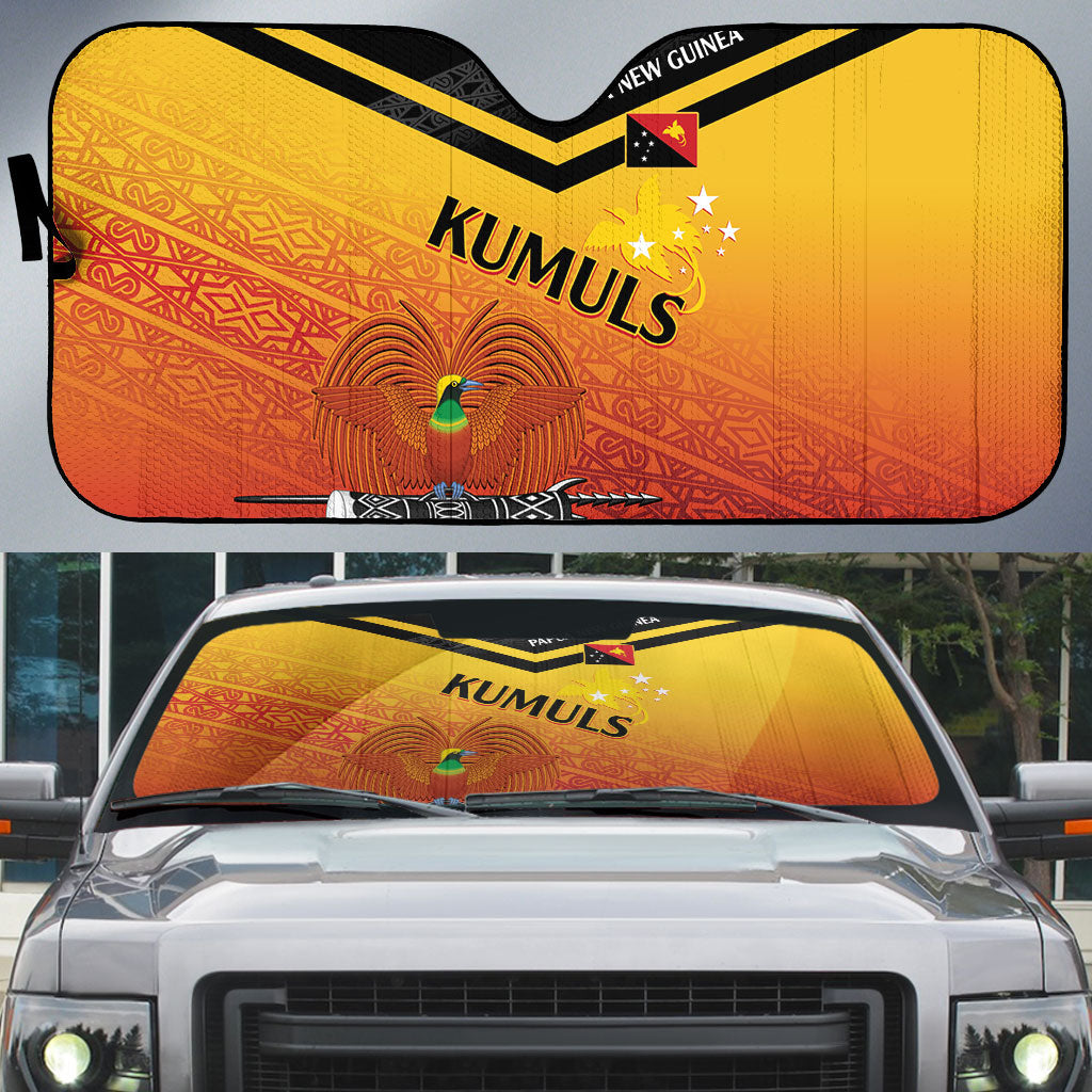 Papua New Guinea Rugby The Kumuls Auto Sun Shade Motuan Inspired Pattern LT7 Multicolor - Polynesian Pride