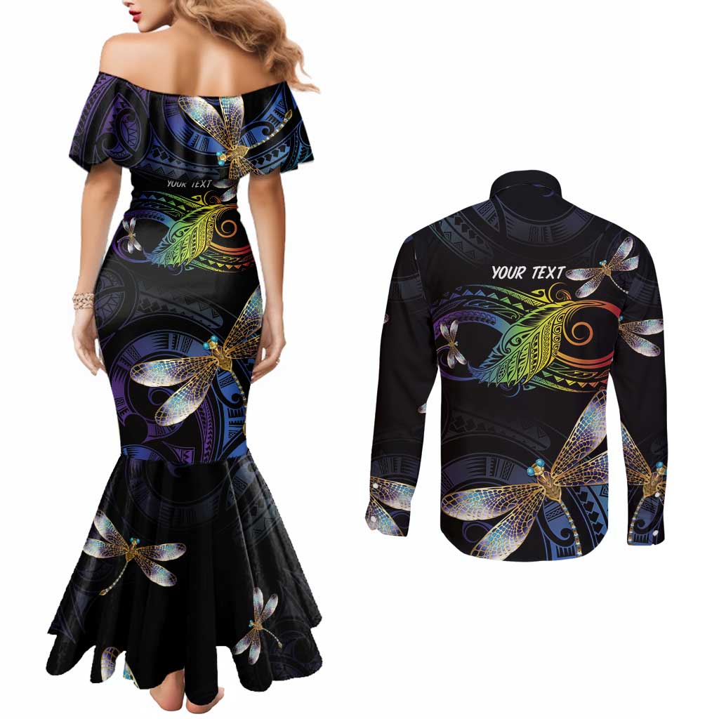 Personalised Polynesian Memorial Couples Matching Mermaid Dress and Long Sleeve Button Shirt Your Wings Were Ready But My Heart Was Not LT7 - Polynesian Pride