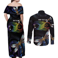 Personalised Polynesian Memorial Couples Matching Off Shoulder Maxi Dress and Long Sleeve Button Shirt Your Wings Were Ready But My Heart Was Not LT7 - Polynesian Pride