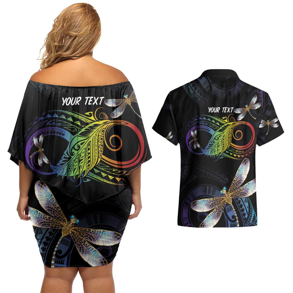 Personalised Polynesian Memorial Couples Matching Off Shoulder Short Dress and Hawaiian Shirt Your Wings Were Ready But My Heart Was Not LT7 - Polynesian Pride