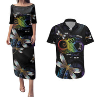 Personalised Polynesian Memorial Couples Matching Puletasi and Hawaiian Shirt Your Wings Were Ready But My Heart Was Not LT7 Black - Polynesian Pride