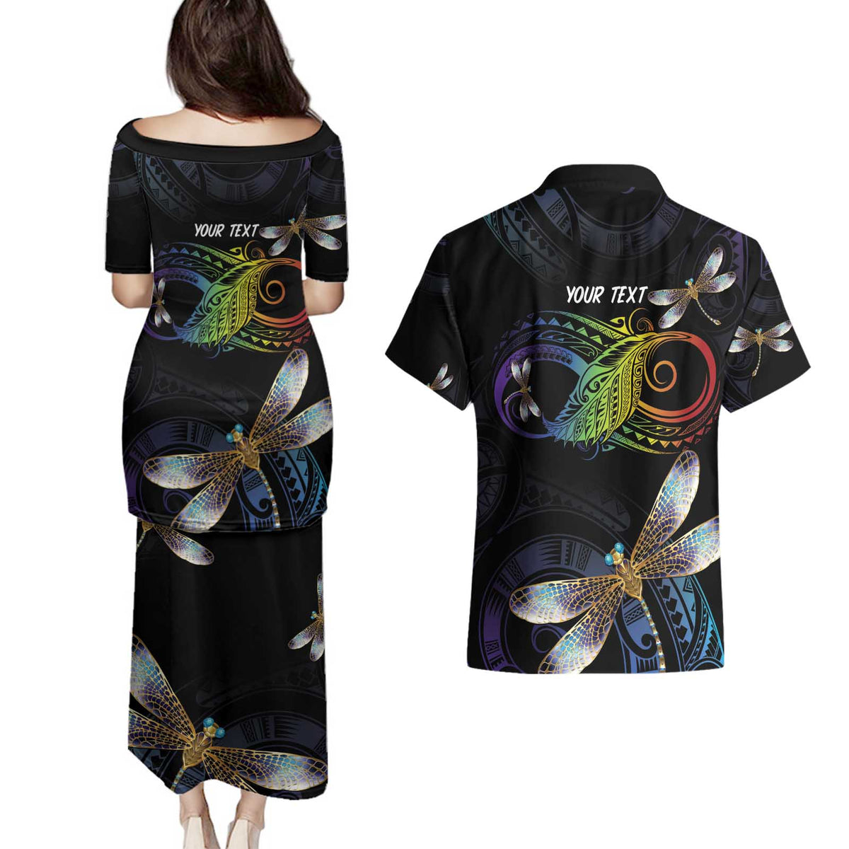Personalised Polynesian Memorial Couples Matching Puletasi and Hawaiian Shirt Your Wings Were Ready But My Heart Was Not LT7 - Polynesian Pride
