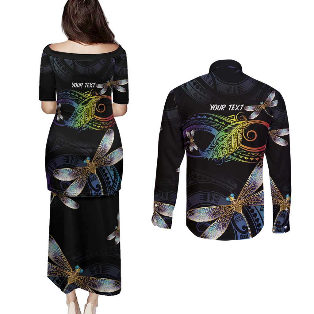 Personalised Polynesian Memorial Couples Matching Puletasi and Long Sleeve Button Shirt Your Wings Were Ready But My Heart Was Not LT7 - Polynesian Pride