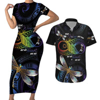 Personalised Polynesian Memorial Couples Matching Short Sleeve Bodycon Dress and Hawaiian Shirt Your Wings Were Ready But My Heart Was Not LT7 Black - Polynesian Pride