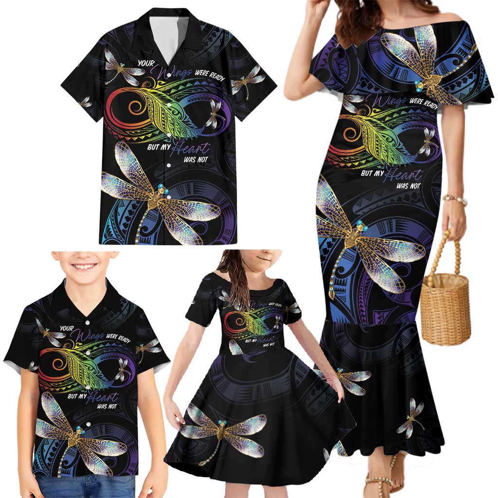 Personalised Polynesian Memorial Family Matching Mermaid Dress and Hawaiian Shirt Your Wings Were Ready But My Heart Was Not LT7 - Polynesian Pride