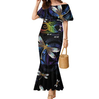 Personalised Polynesian Memorial Family Matching Mermaid Dress and Hawaiian Shirt Your Wings Were Ready But My Heart Was Not LT7 Mom's Dress Black - Polynesian Pride