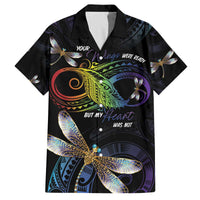 Personalised Polynesian Memorial Family Matching Off The Shoulder Long Sleeve Dress and Hawaiian Shirt Your Wings Were Ready But My Heart Was Not LT7 Dad's Shirt - Short Sleeve Black - Polynesian Pride