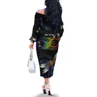 Personalised Polynesian Memorial Family Matching Off The Shoulder Long Sleeve Dress and Hawaiian Shirt Your Wings Were Ready But My Heart Was Not LT7 - Polynesian Pride