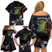 Personalised Polynesian Memorial Family Matching Off Shoulder Short Dress and Hawaiian Shirt Your Wings Were Ready But My Heart Was Not LT7 - Polynesian Pride