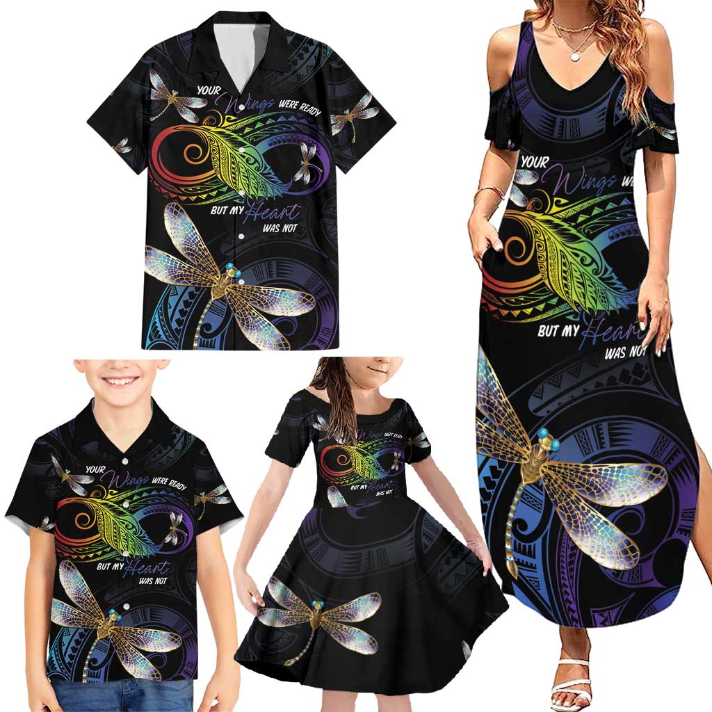 Personalised Polynesian Memorial Family Matching Summer Maxi Dress and Hawaiian Shirt Your Wings Were Ready But My Heart Was Not LT7 - Polynesian Pride