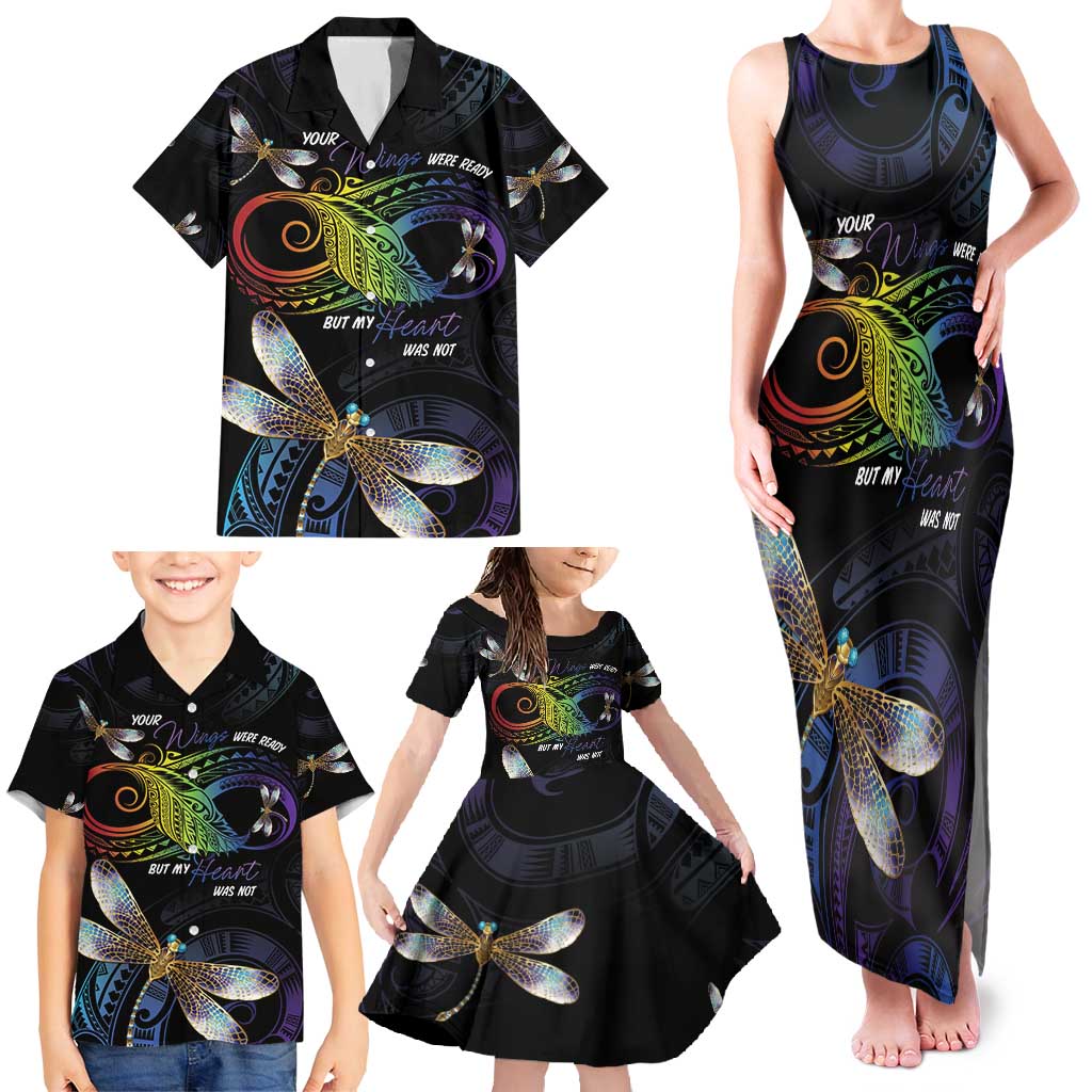 Personalised Polynesian Memorial Family Matching Tank Maxi Dress and Hawaiian Shirt Your Wings Were Ready But My Heart Was Not LT7 - Polynesian Pride