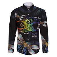 Personalised Polynesian Memorial Family Matching Tank Maxi Dress and Hawaiian Shirt Your Wings Were Ready But My Heart Was Not LT7 Dad's Shirt - Long Sleeve Black - Polynesian Pride