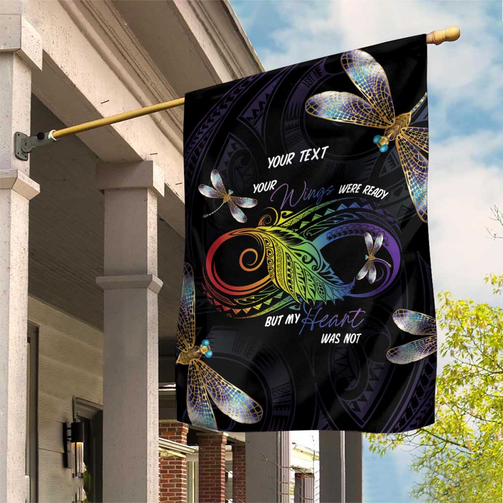 Personalised Polynesian Memorial Garden Flag Your Wings Were Ready But My Heart Was Not LT7 House Flag Black - Polynesian Pride