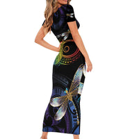 Personalised Polynesian Memorial Short Sleeve Bodycon Dress Your Wings Were Ready But My Heart Was Not LT7 - Polynesian Pride