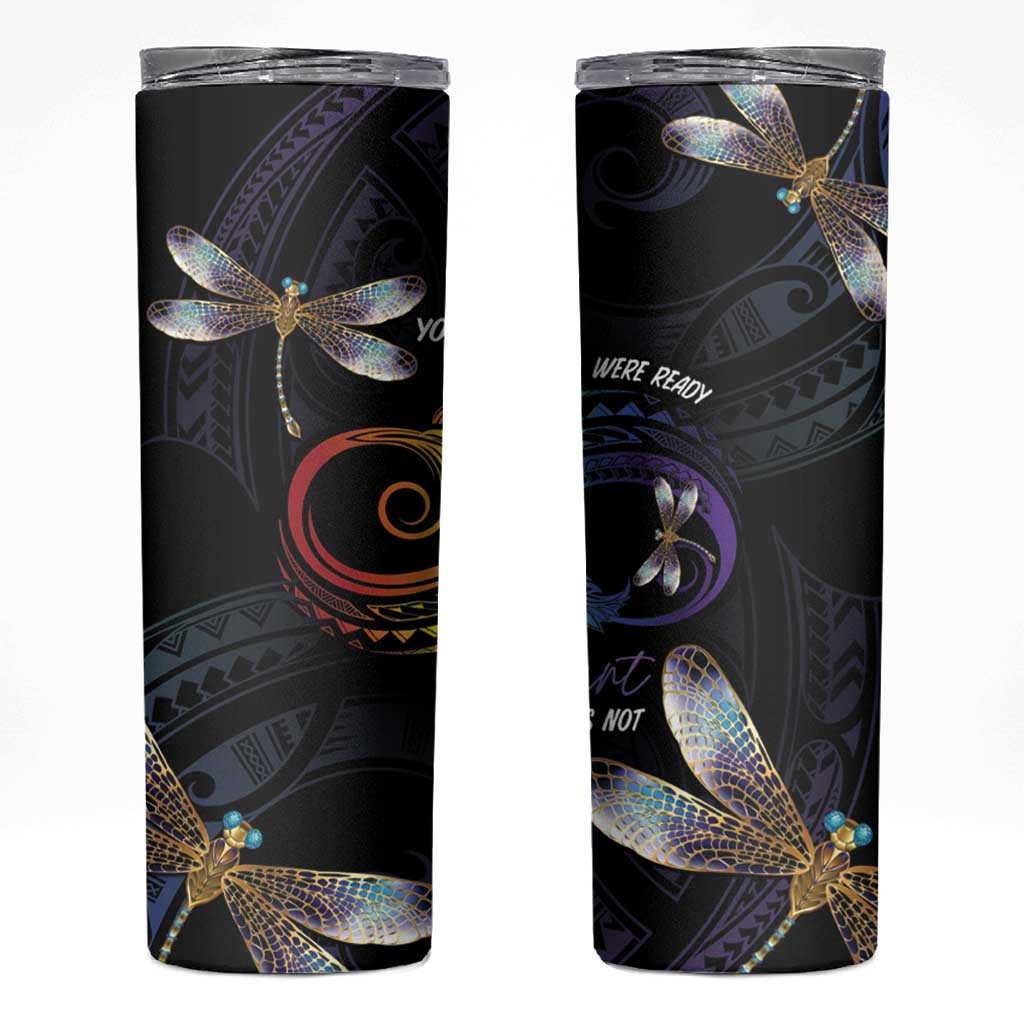 Personalised Polynesian Memorial Skinny Tumbler Your Wings Were Ready But My Heart Was Not LT7 Black - Polynesian Pride