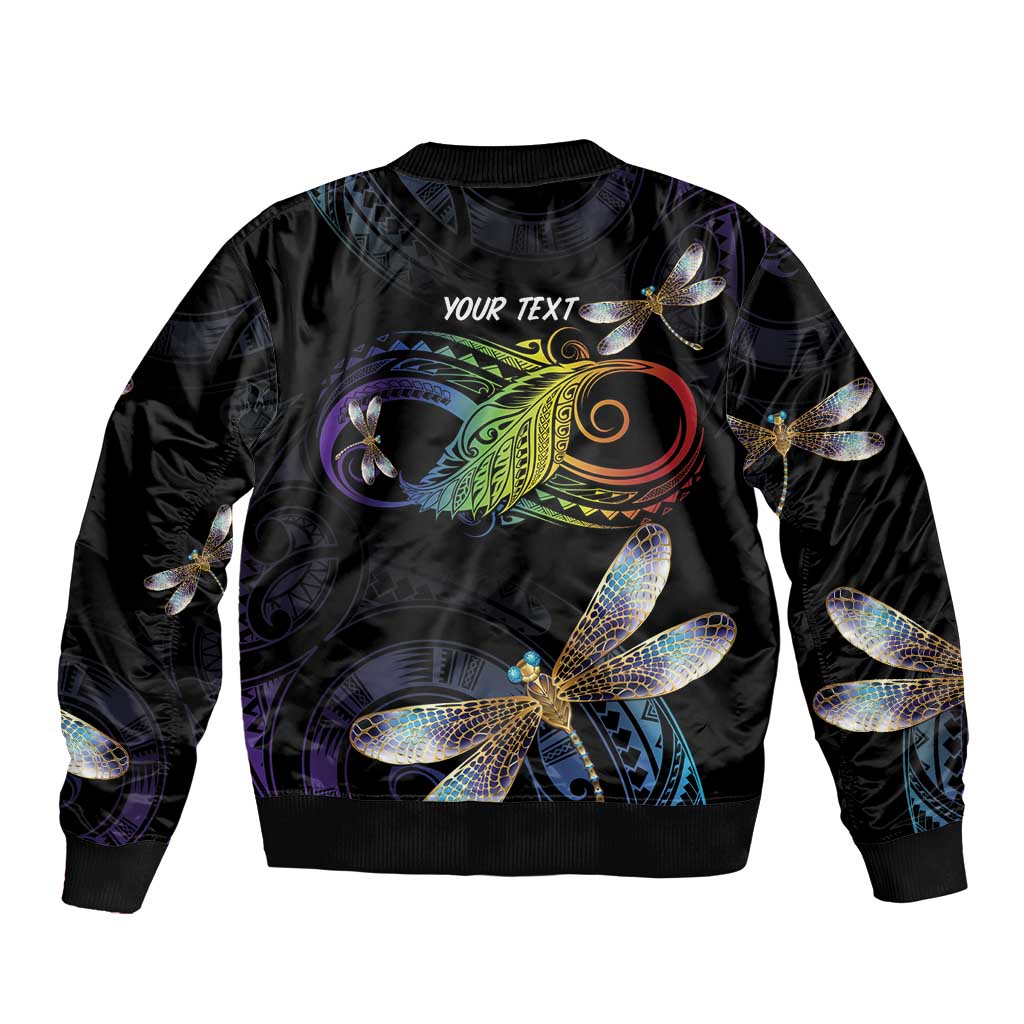 Personalised Polynesian Memorial Sleeve Zip Bomber Jacket Your Wings Were Ready But My Heart Was Not LT7 - Polynesian Pride