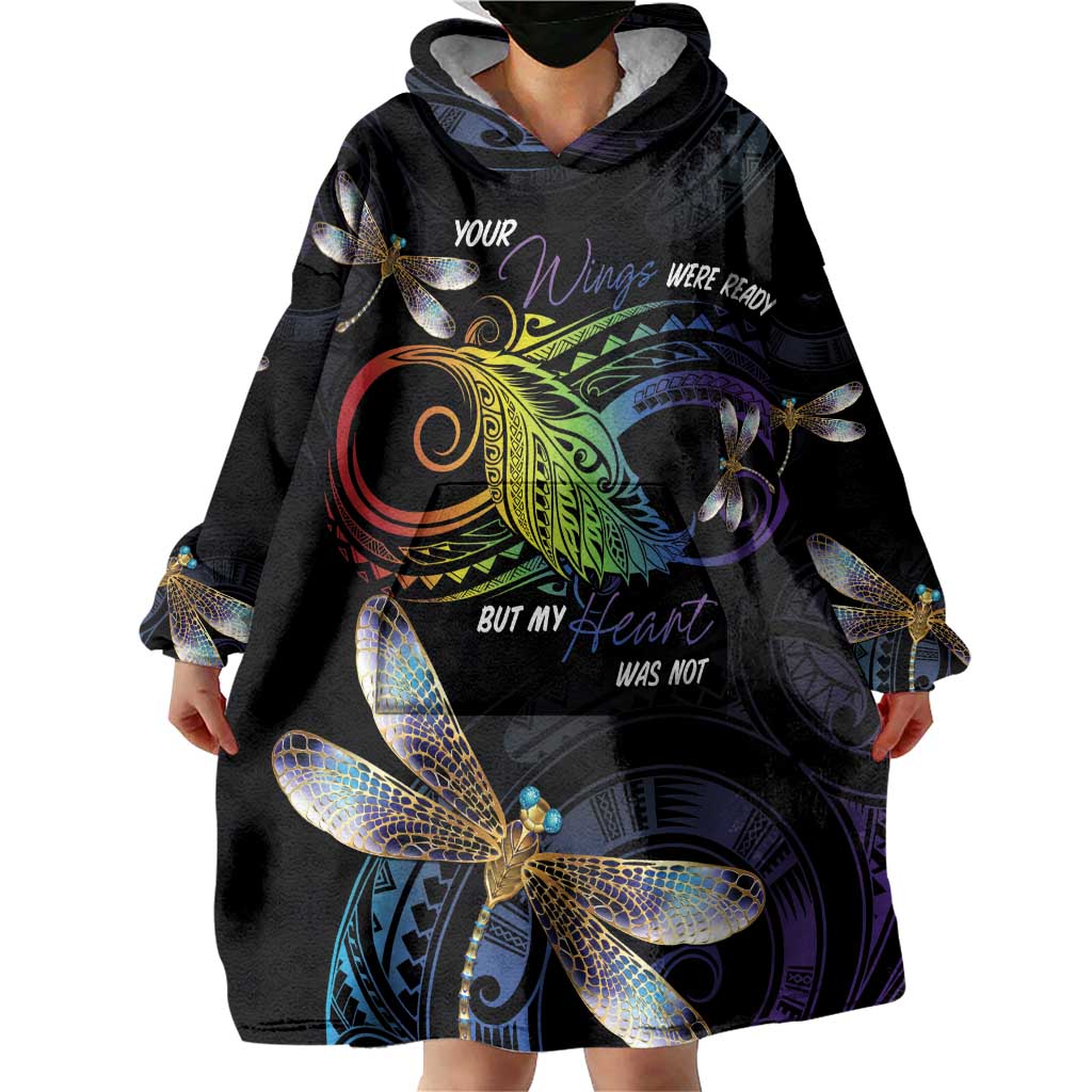 Personalised Polynesian Memorial Wearable Blanket Hoodie Your Wings Were Ready But My Heart Was Not LT7 - Polynesian Pride