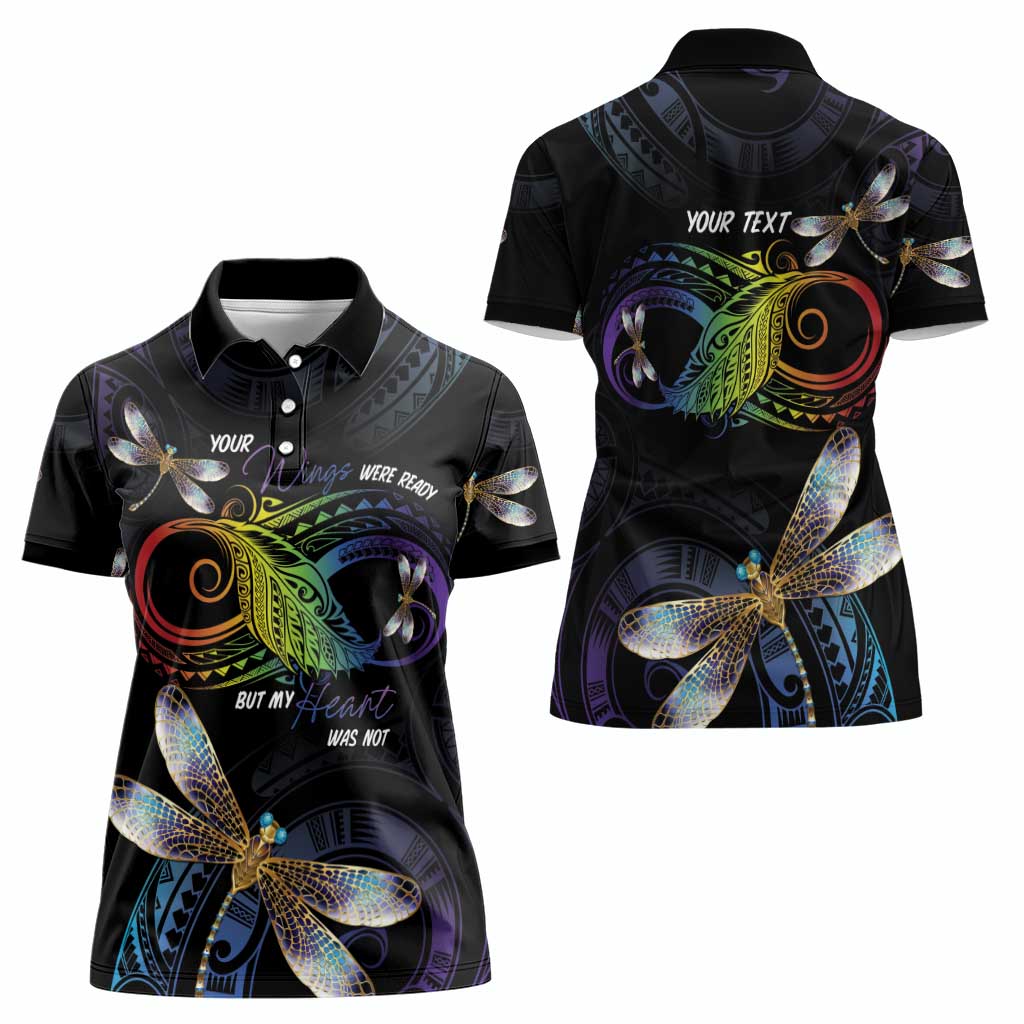 Personalised Polynesian Memorial Women Polo Shirt Your Wings Were Ready But My Heart Was Not LT7 - Polynesian Pride