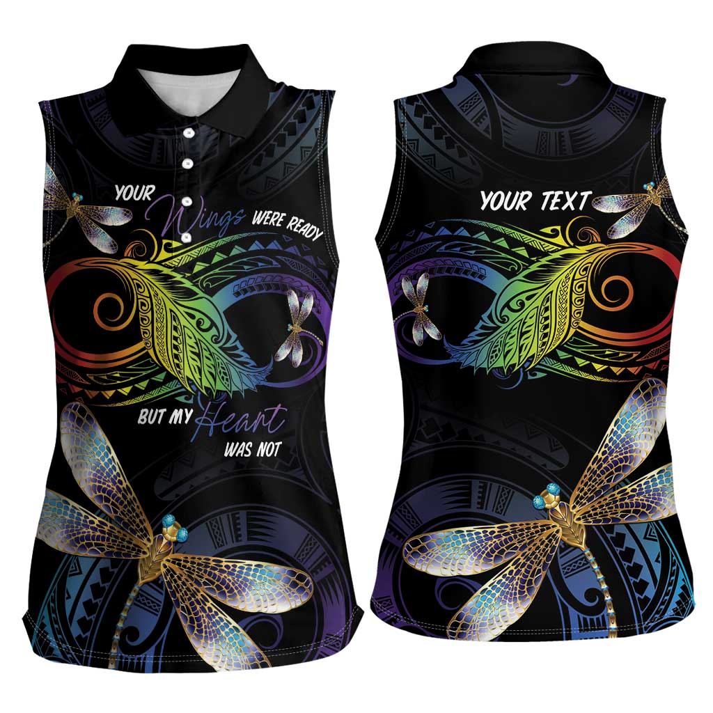 Personalised Polynesian Memorial Women Sleeveless Polo Shirt Your Wings Were Ready But My Heart Was Not LT7 - Polynesian Pride