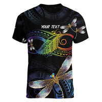 Personalised Polynesian Memorial Women V-Neck T-Shirt Your Wings Were Ready But My Heart Was Not LT7 - Polynesian Pride