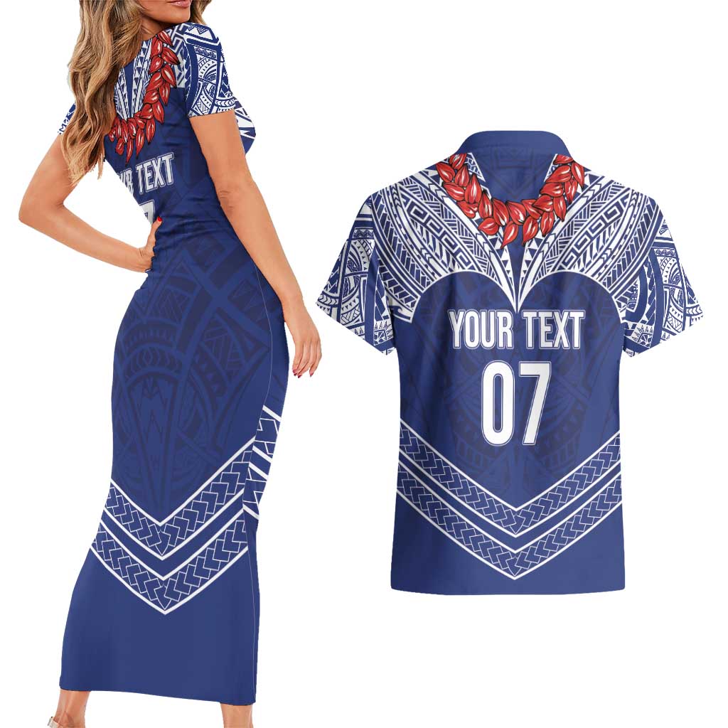 Toa Samoa Rugby Custom Couples Matching Short Sleeve Bodycon Dress and Hawaiian Shirt Ulafala Mix Nifo'oti LT7 - Polynesian Pride