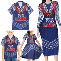 Toa Samoa Rugby Custom Family Matching Long Sleeve Bodycon Dress and Hawaiian Shirt Ulafala Mix Nifo'oti LT7 - Polynesian Pride